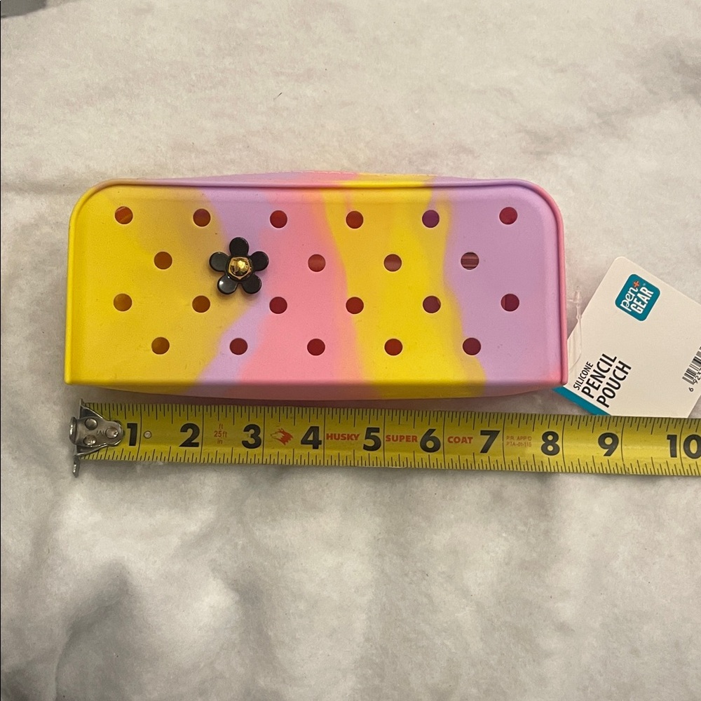 Croc shoe Charm jibbetz Pencil Pouch nwt pink, purple, yellow tie-dye silicone - Picture 4 of 8